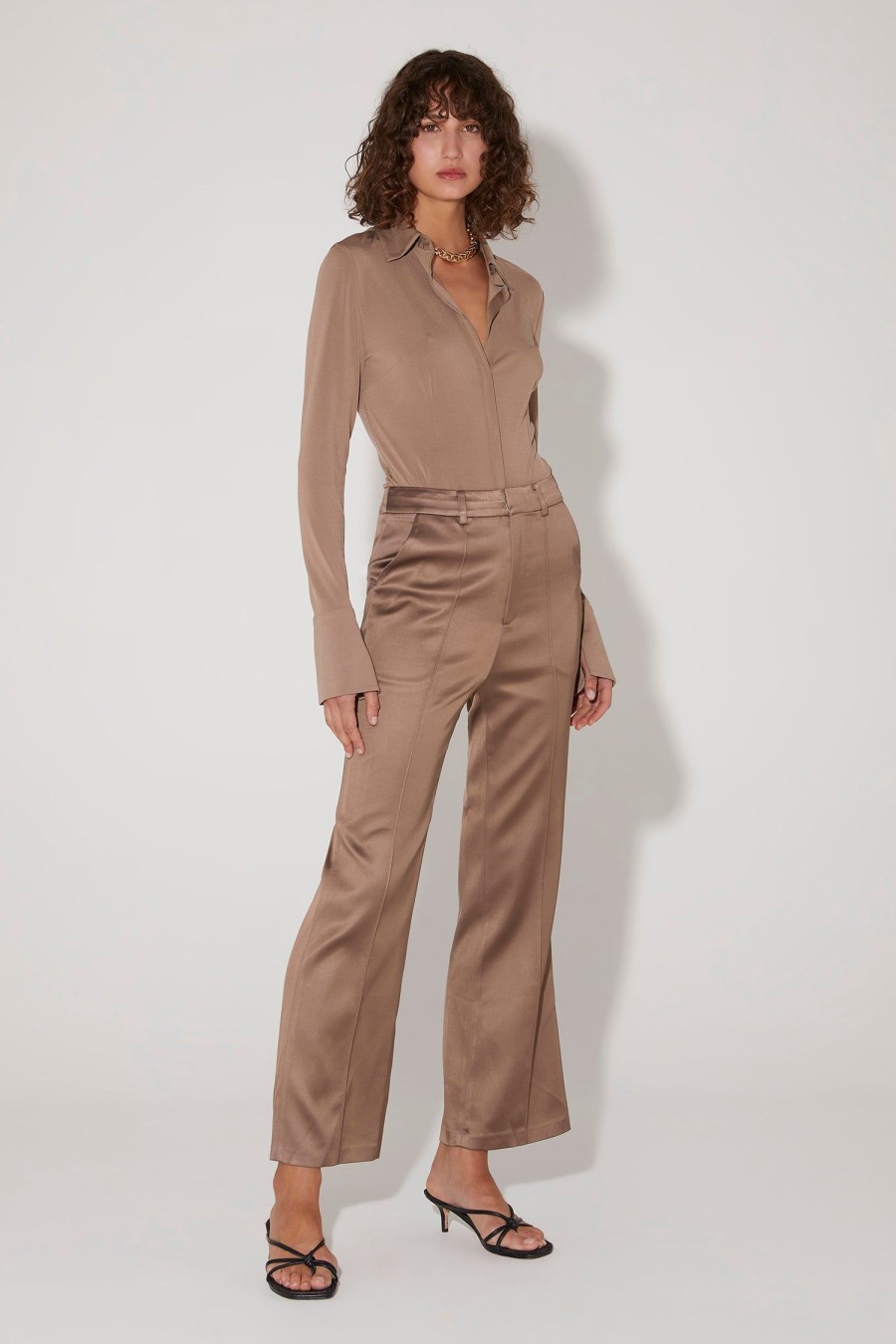 Women Hansen & Gretel Pants | Regina Tailored Pant Ash Brown