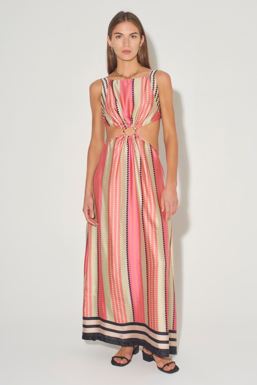 Women Hansen & Gretel Dresses | Paros Backless Maxi Dress Multi Diamond