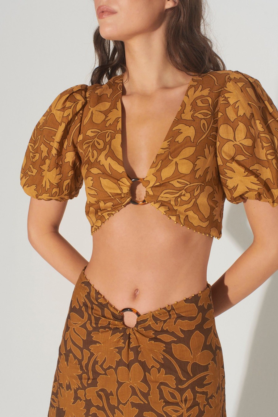 Women Hansen & Gretel Tops | Greer Top Gold Leaf