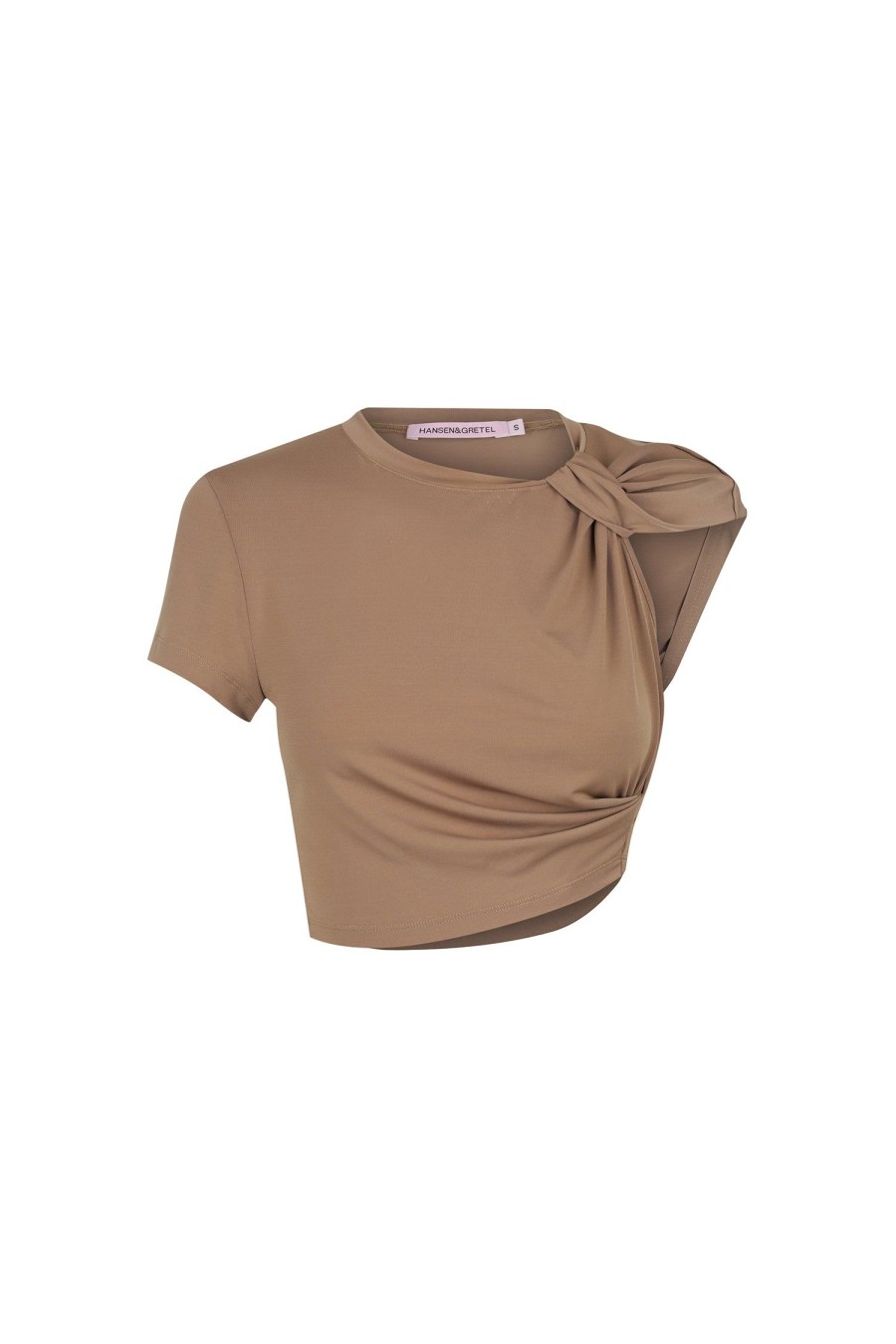 Women Hansen & Gretel Tops | Rozalia Twist Crop Top Ash Brown