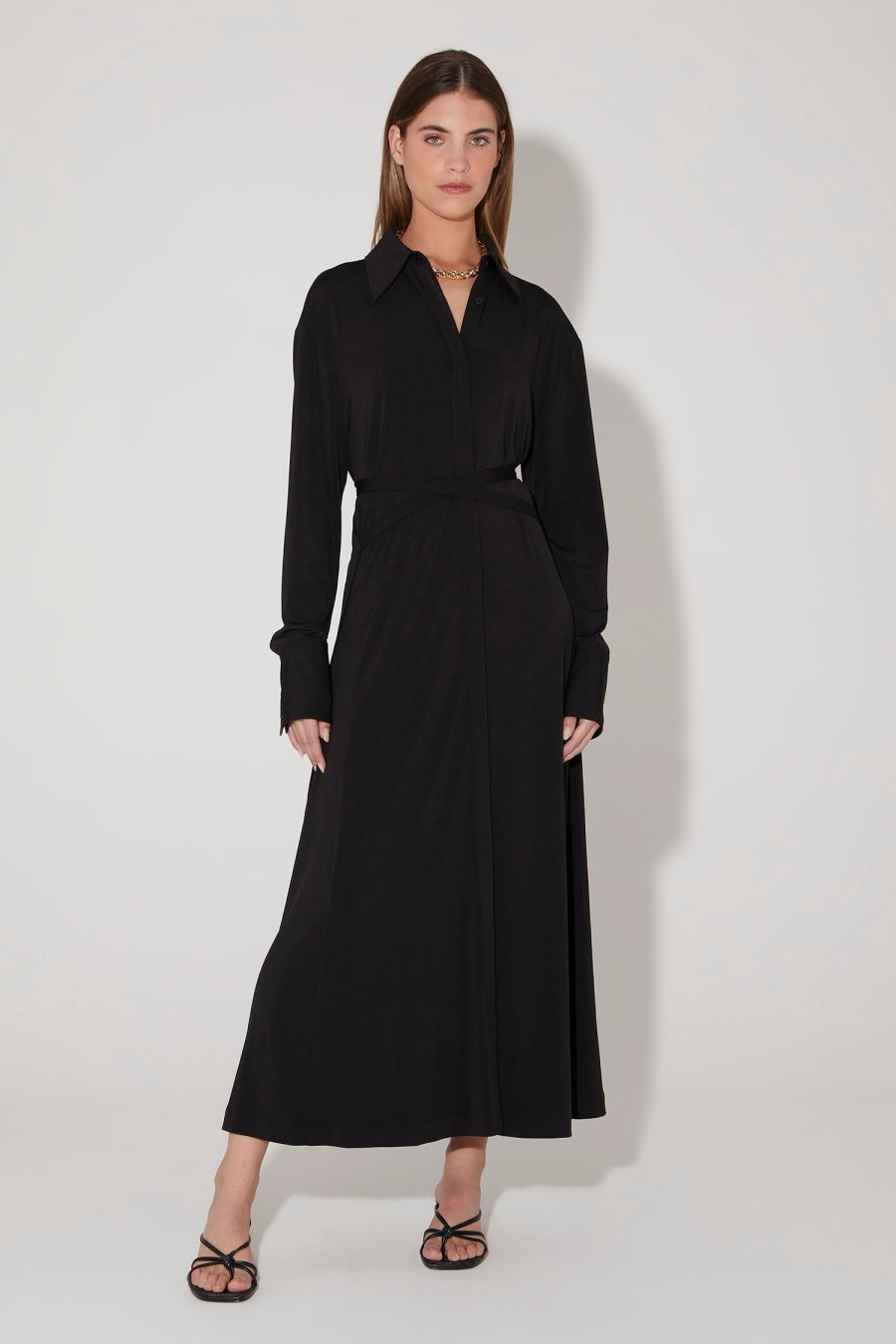 Women Hansen & Gretel Dresses | Luther Midi Shirt Dress Black