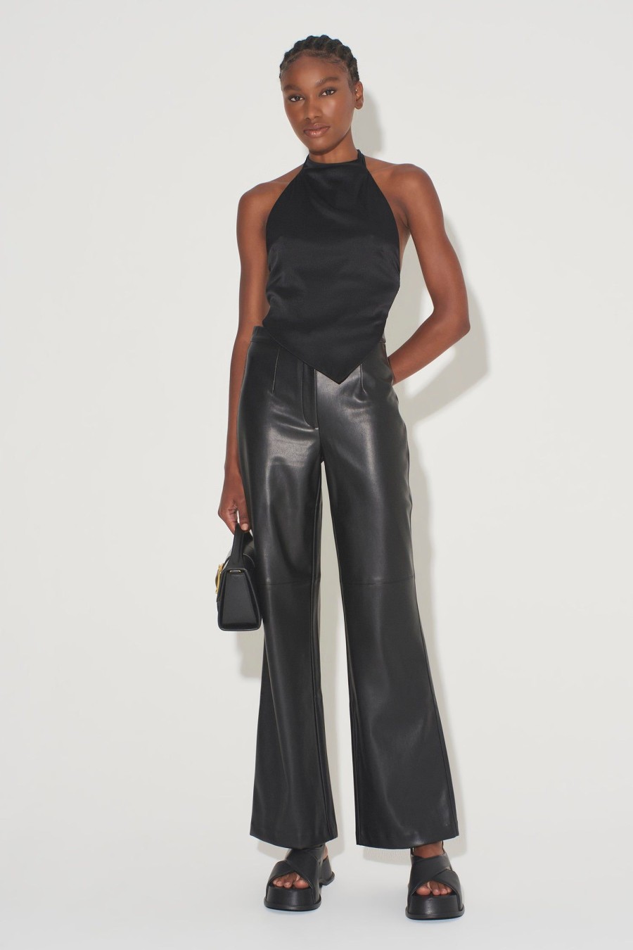 Women Hansen & Gretel Pants | Madden Wide Leg Leather Pant Black