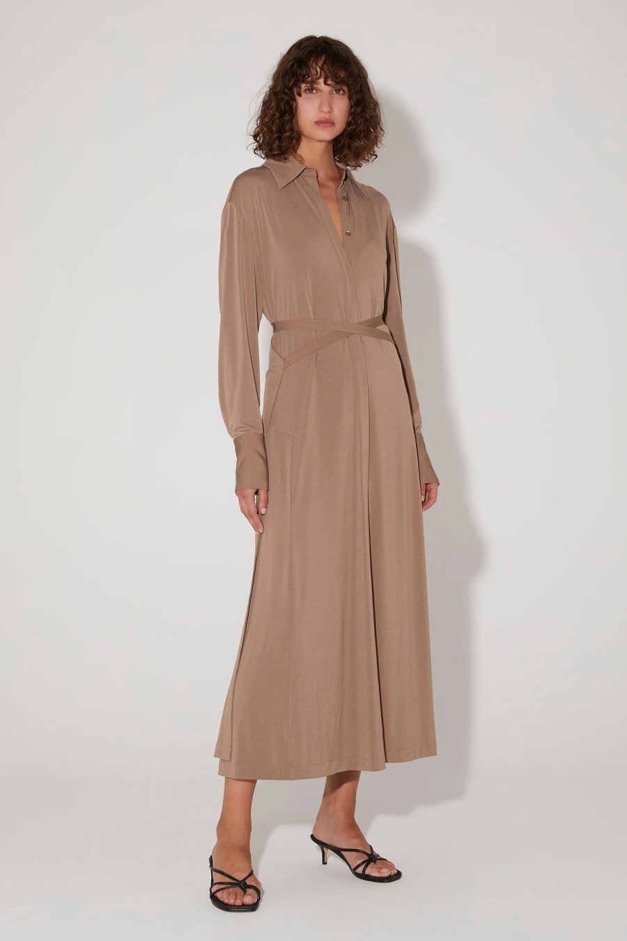 Women Hansen & Gretel Dresses | Luther Midi Shirt Dress Ash Brown