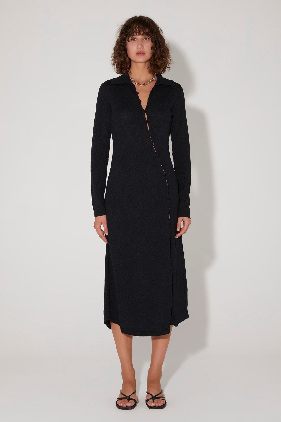 Women Hansen & Gretel Knitwear | Chandler Knit Midi Dress Black