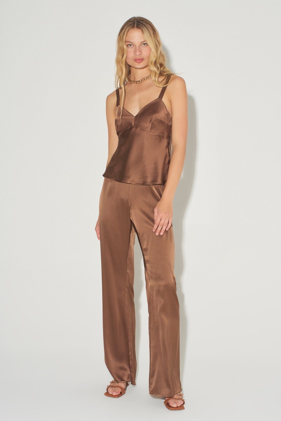 Women Hansen & Gretel Tops | Quinn Classic Silk Cami Walnut